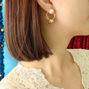 🆕️18K Gold Plated Faux Pearl & Golden Hoops Earrings | Trendy Minimalist Style